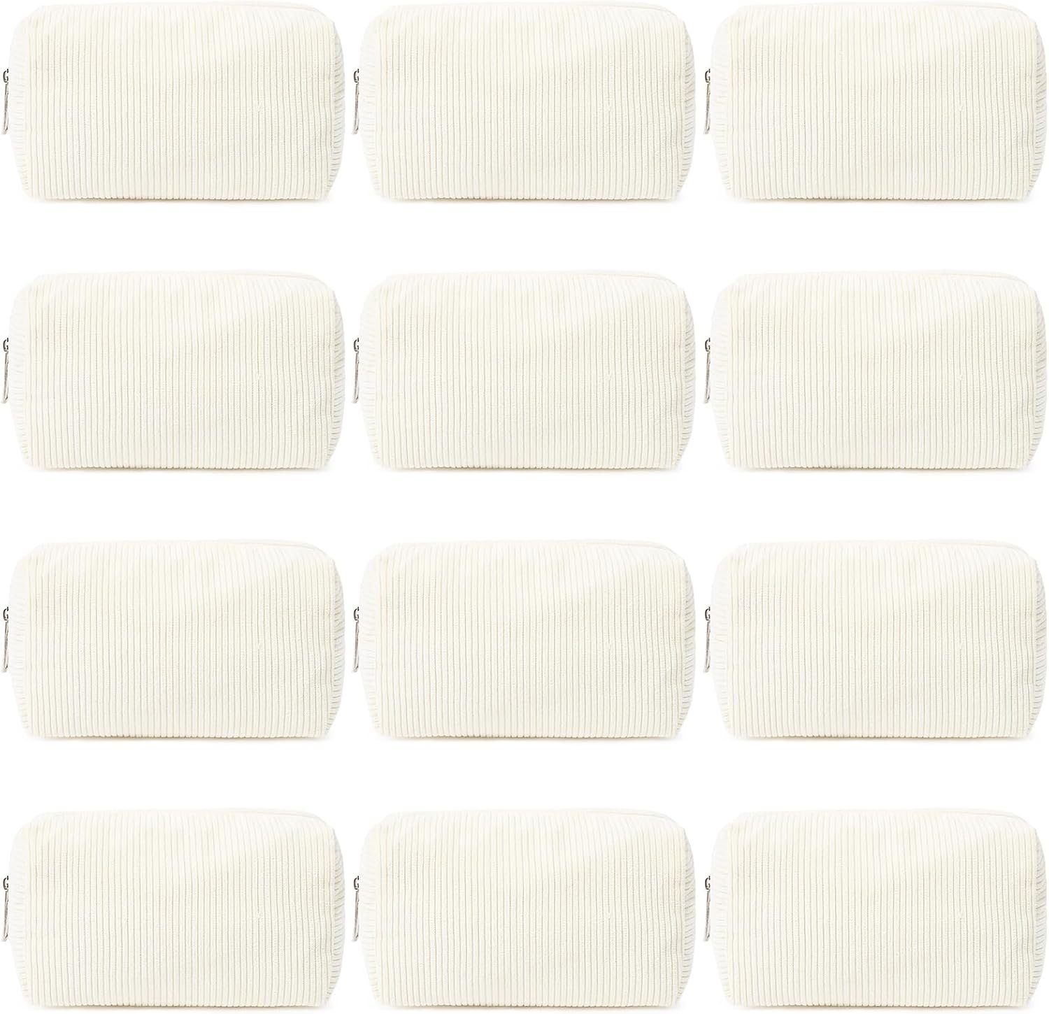 SOIDRAM 12 Pieces Makeup Bag Corduroy Cosmetic Bag Beige Makeup Pouch Travel Toiletry Bag Organizer Cute Makeup Brushes Storage Bag for Women - Image 6