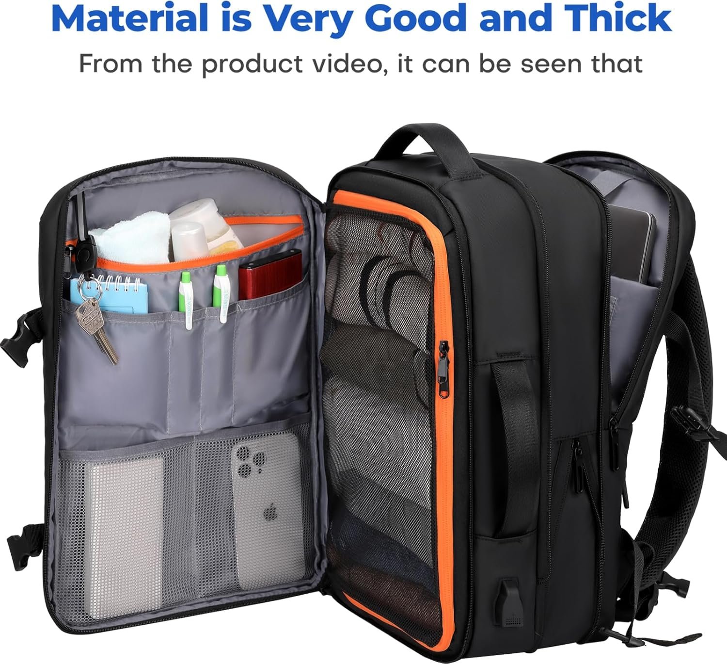 Rcrirth Carry On Travel Backpack for Airplanes | 35L Suitcase Backpack Luggage Business Weekender Bag - Expandable Travel Carry On Flight Approved for Men Women - Black - Image 2