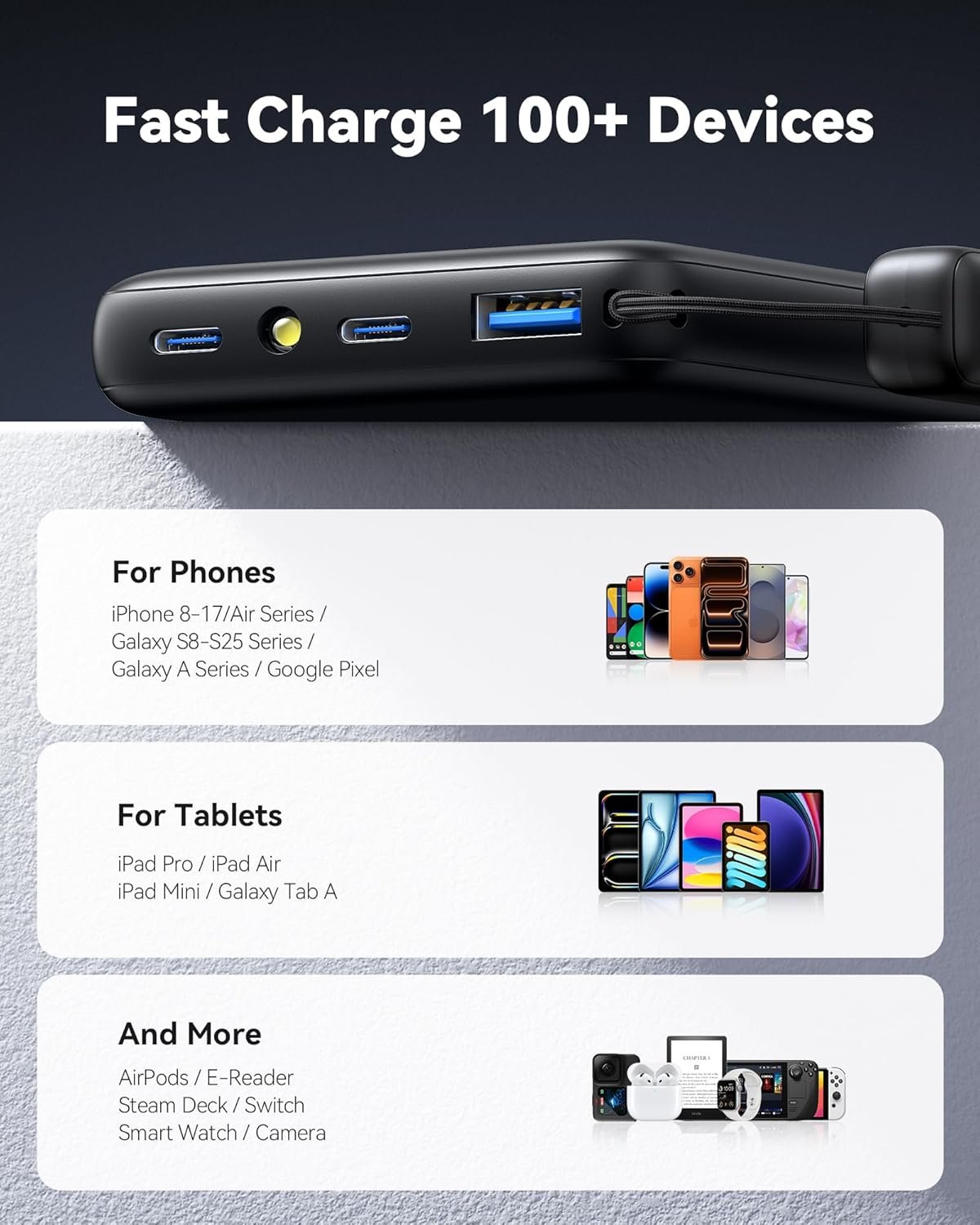 INIU 45W Fast Charging Portable Charger, 40% Smaller 10000mAh with Detachable Cable, Flight-Safe Travel Power Bank, USB C External Phone Battery Pack for iPhone 17 16 Pro iPad Samsung S26 Google etc - Image 6