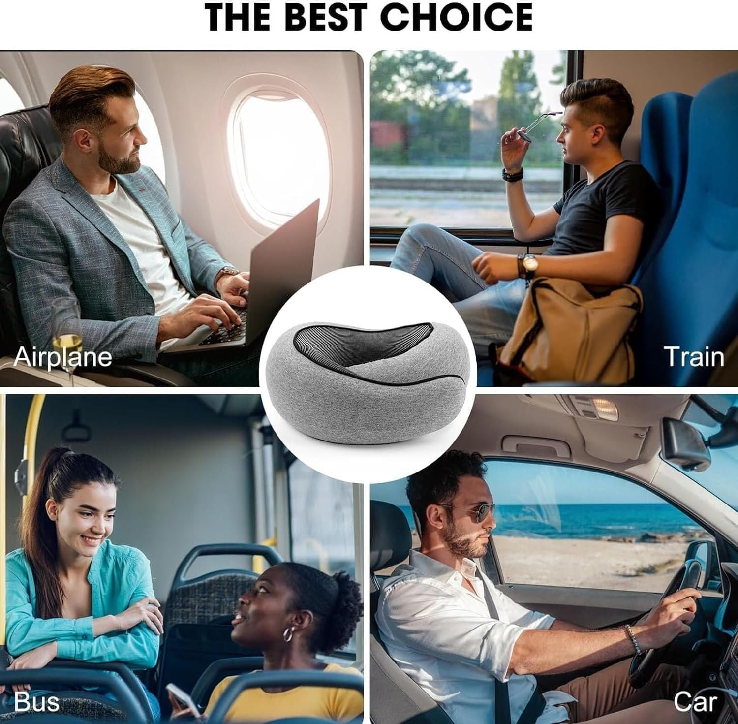 WEERSHUN Travel Pillow for Airplanes, 2026 New Memory Foam Neck Pillow with Chin Wrap for Traveling, Suitable for Airplanes, Offices and Cars (Dark Gray) - Image 4