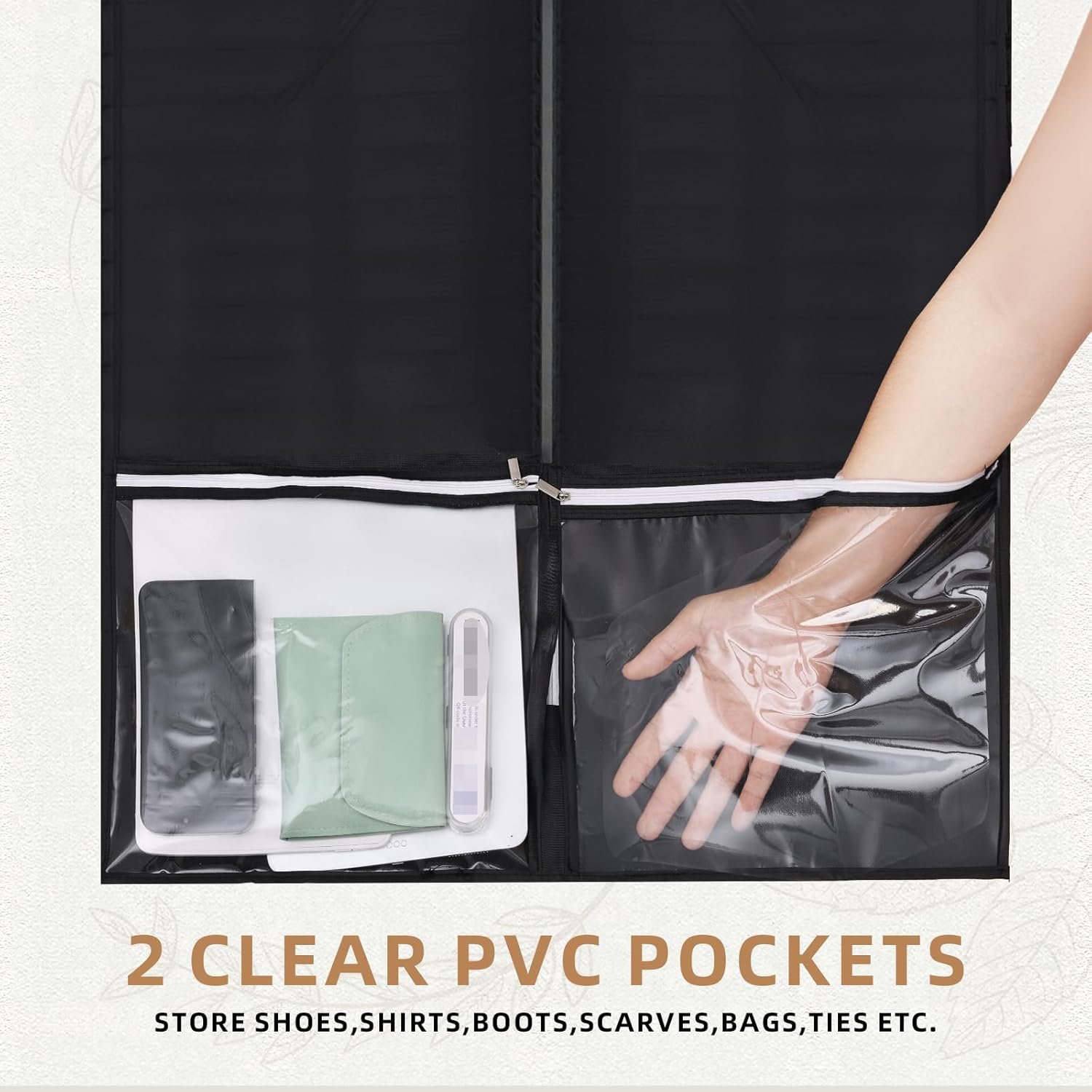 54" Garment Bags for Travel and Storage, Travel Suit Bags for Men Women with 2 Clear Pockets, Storage bags for Clothes, Suits, Dress, Shirts, Coats (Black) - Image 5