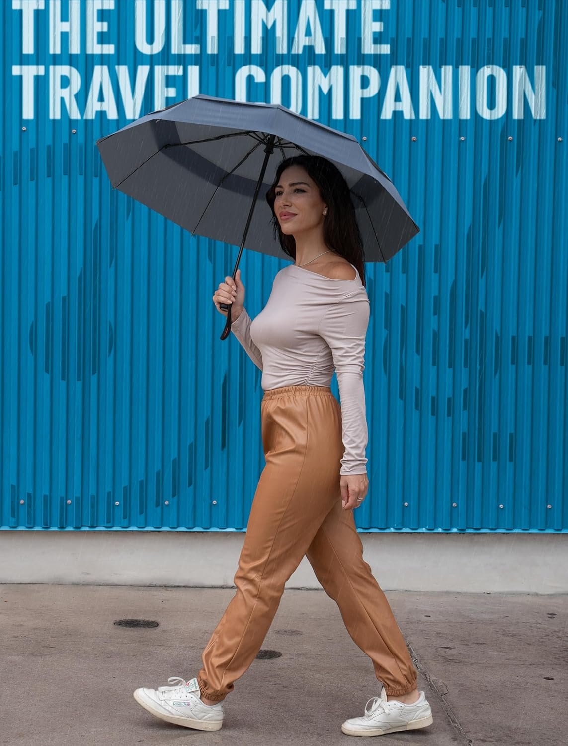 Repel Windproof Travel Umbrella - Compact & Withstands Winds up to 100MPH , Strongest Premium Auto Folding Umbrella for Rain and Sun - Durable, Light & Portable for Women & Men , Fits Backpack & Cars - Image 6
