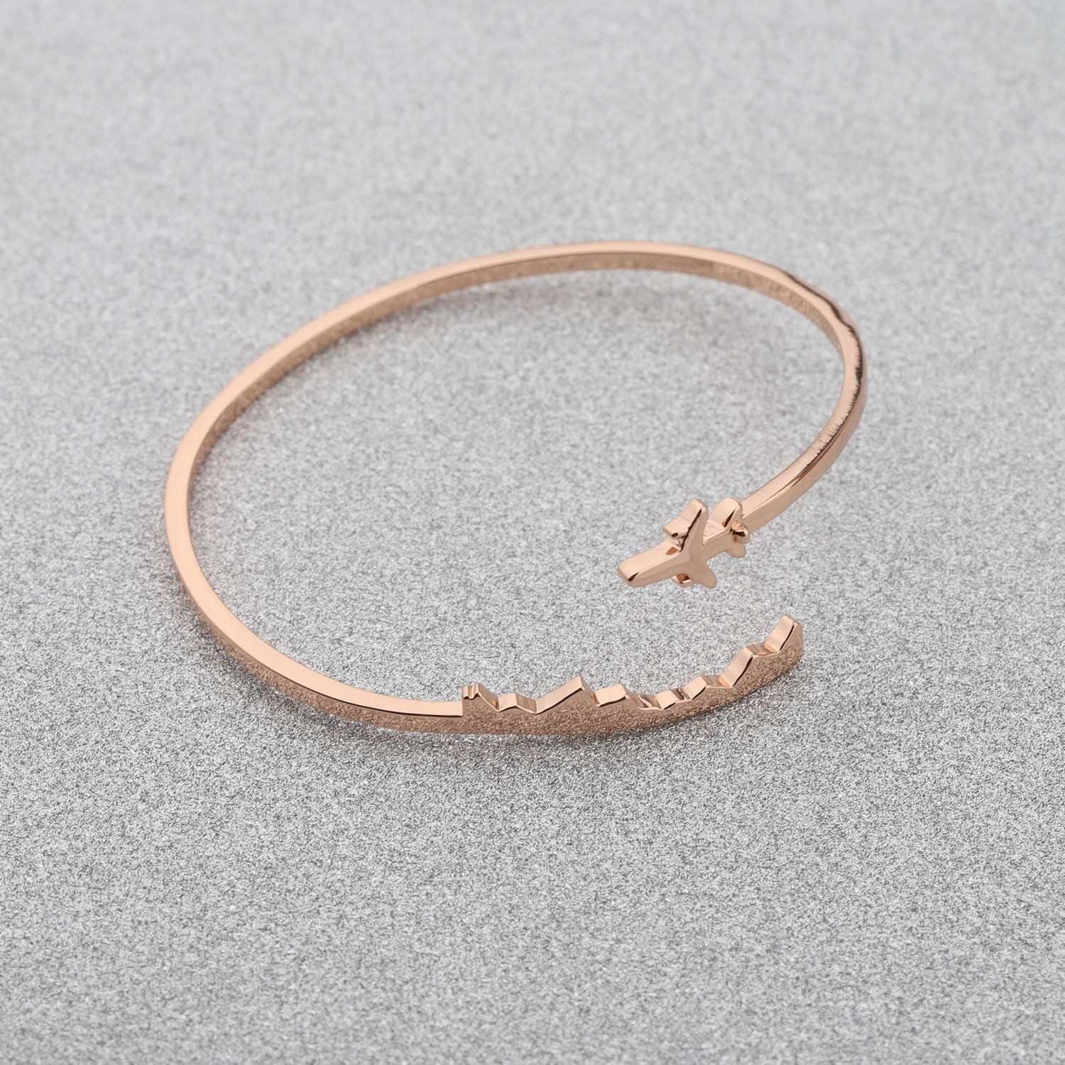 BAUNA World Travel Airplane Bracelet Pilot Gift Open Cuff Bangle Bracelet Aviation Jewelry Flight Attendant Gift - Image 2