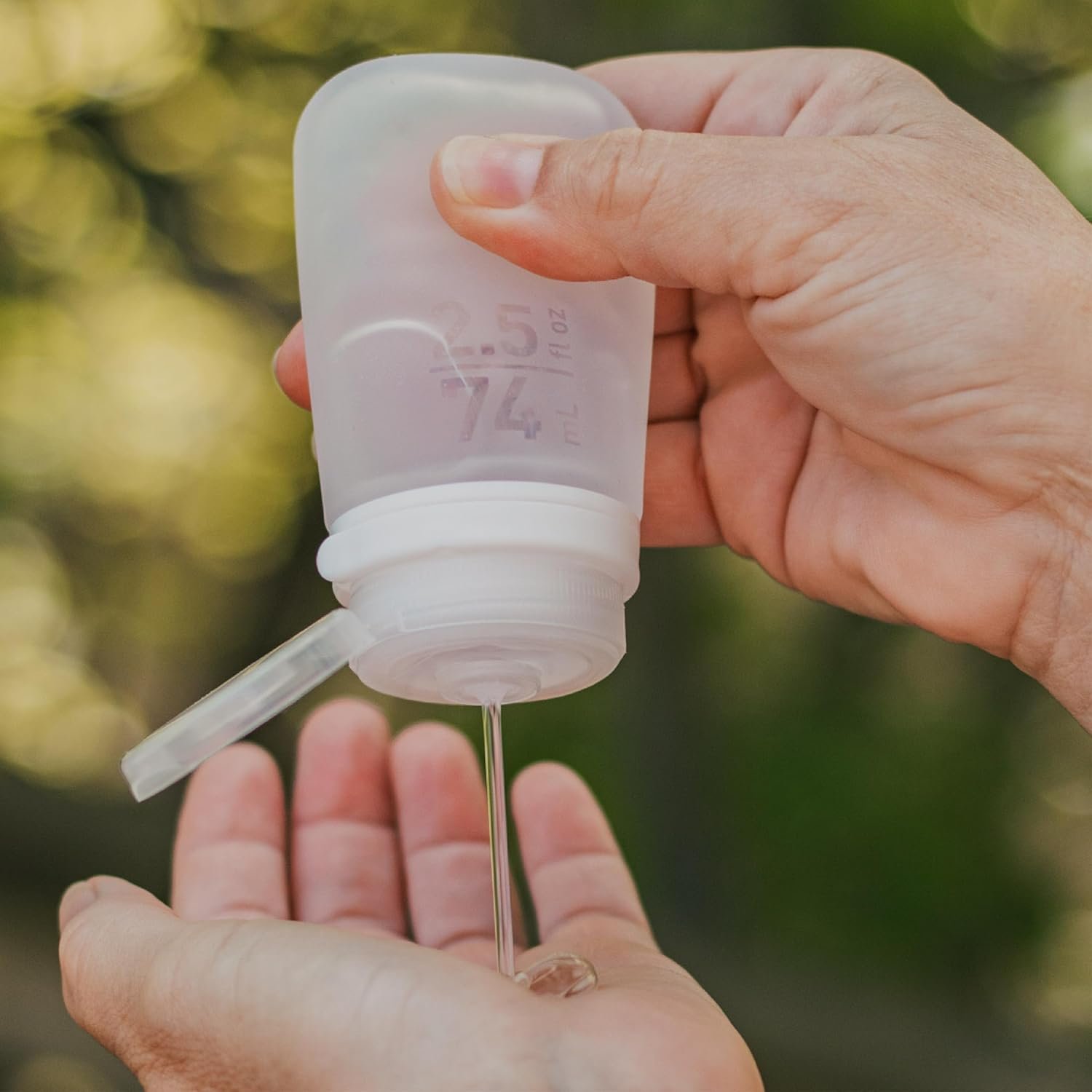 humangear GoToob+ (Medium) | Refillable Silicone Travel Bottle | Locking Lid | Food-Safe Material | Clear, Medium (2.5 fl.oz.; 74ml) - Image 6