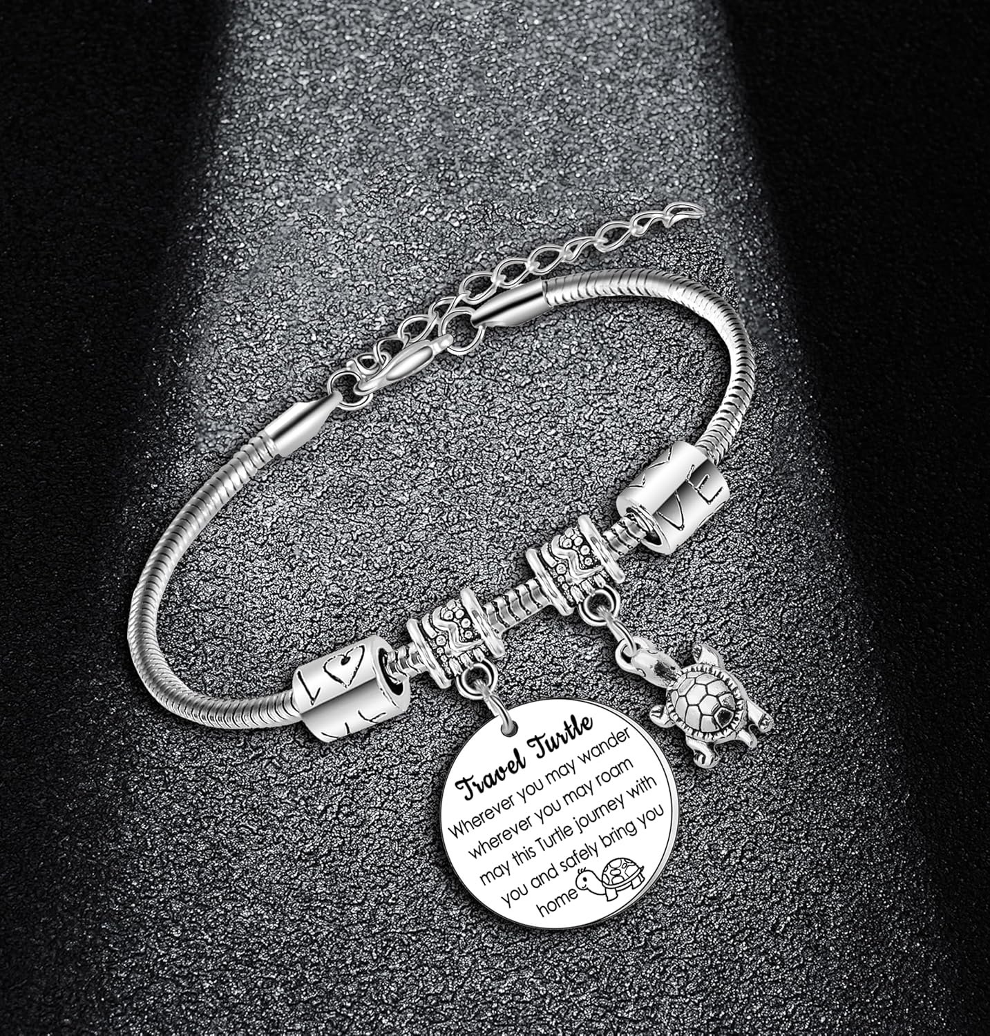 Travel Turtle Bracelet for Women Cute Turtle Charm Bracelets Travel Gifts for for Daughter Sister Best Friends Niece Birthday Gifts Good Luck Gift Tortoise Bracelet Jewelery Graduation Gifts for Her - Image 2