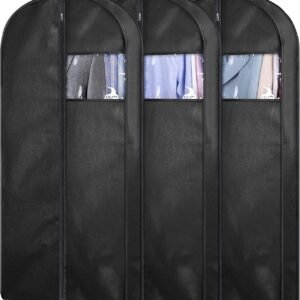 KIMBORA 43" Suit Bags for Closet Storage and Travel, Gusseted Hanging Garment Bags for Men Suit Cover With Handles for Clothes, Coats, Jackets, Shirts（3 Packs）