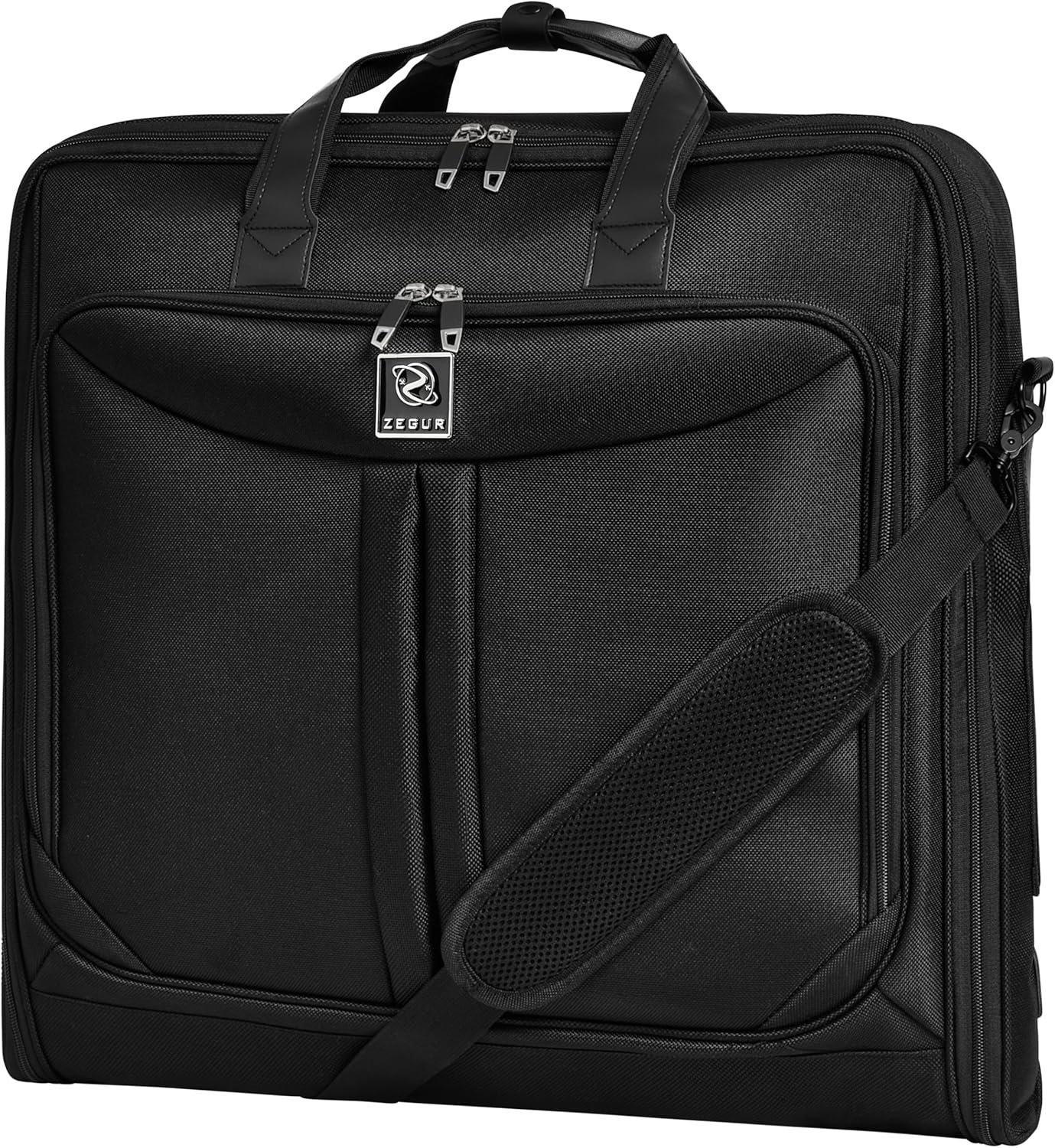 ZEGUR Premium Suit Garment Bag Carry On - Hangs 4 Suits - Travel & Business with Shoulder Strap and Laptop Compartment